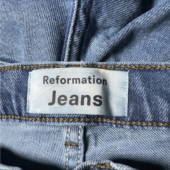 Reformation Jeans Women’s 27 Mid Rise Skinny Destin Medium Wash Distressed 27x27 - Picture 11 of 14